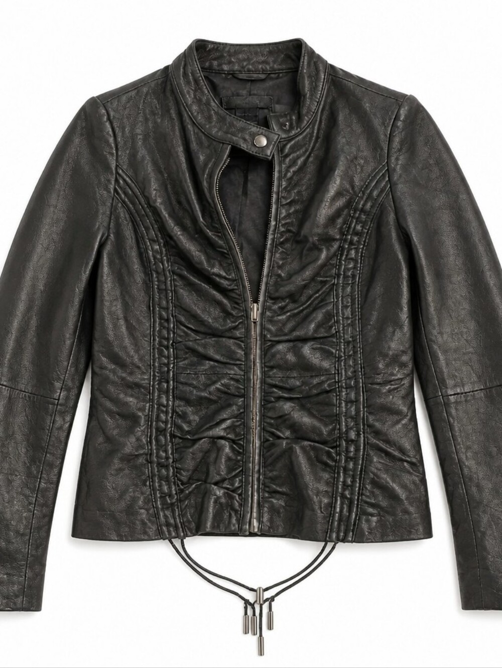 Women’s Black Faux Leather Zip Jacket